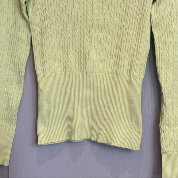 VTG Guess Y2K Knit Sweater Sz M Green Preppy Brat 90s Bodycon Wide Neck Pullover - Picture 5 of 10